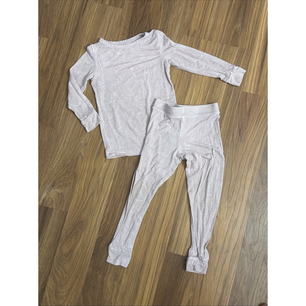 Lolli Baby Girls 18-24 Months England Pink 2 Pc Pajamas Set Pants Shirt Bamboo